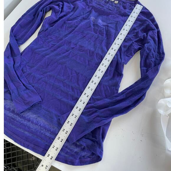 Athleta Top Women X Small Purple Shiva Sheer Striped Crew Neck Tee - Picture 6 of 8